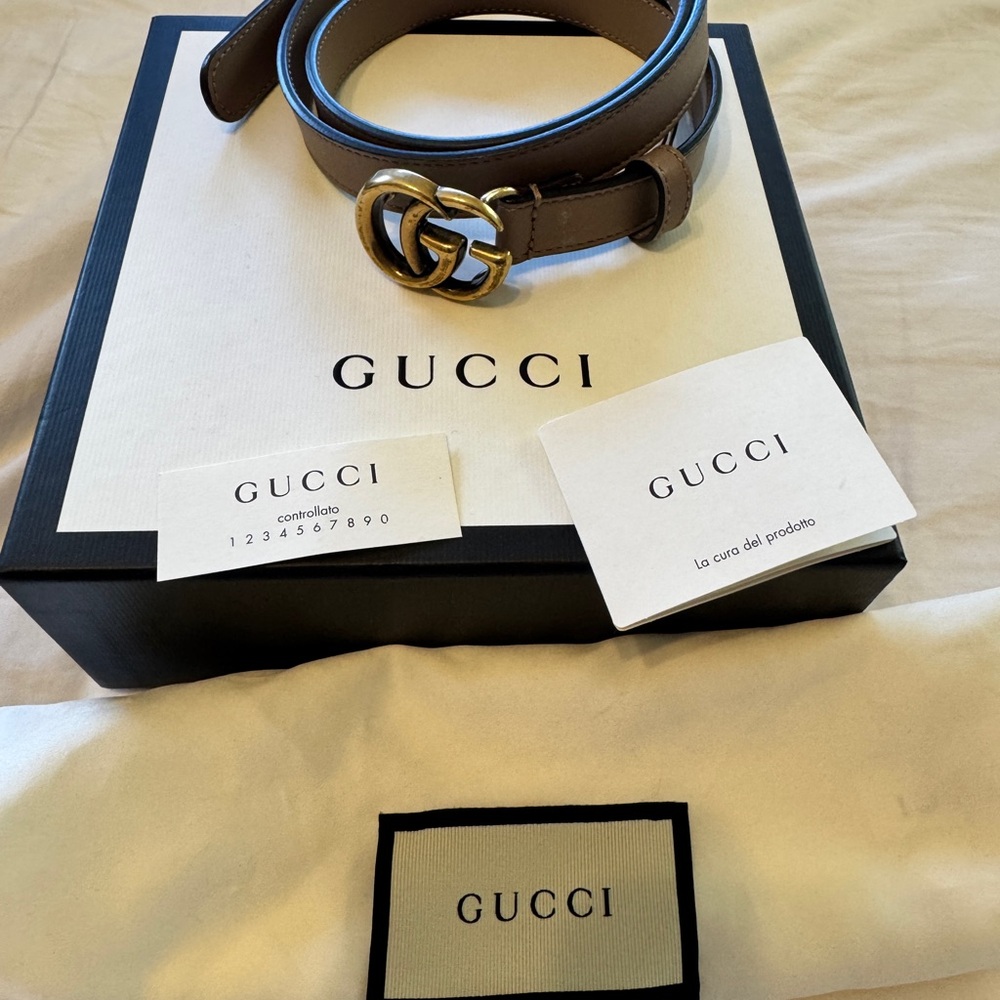 Gucci thin GG Belt in color: porcelain rose, size 85 - Picture 4 of 6